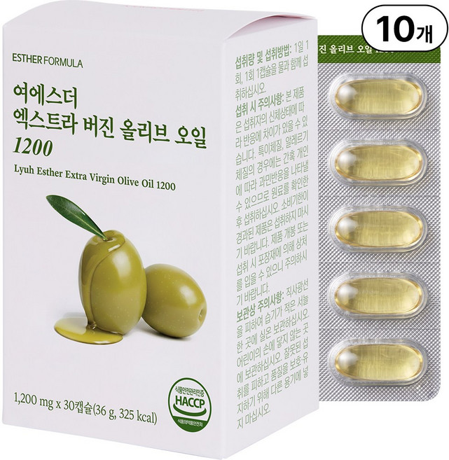 본사직영 여에스더 엑스트라 버진 올리브 오일 1200 I 100% 유기농 피쿠알 품종 I 국민영양 프로젝트, 10개, 30회분