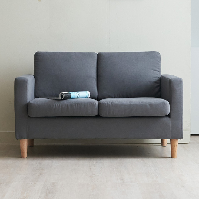 [한정수량 추가할인쿠폰] 에보니아 까페 2인 패브릭방수 소파 의자 / 라텍스 좌방석, 그레이