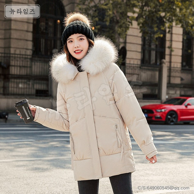 겨울 하프 기장 여성 루즈핏 캐주얼 패딩 점퍼 0K238