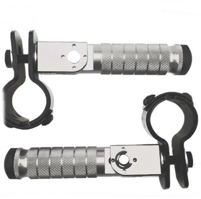 데일리쇼핑 오토바이 접이식 풋페그 보조발판 확장발판 보조스텝 텐덤 스쿠터발판 페달 스쿠터 자전거, 실버, 2개