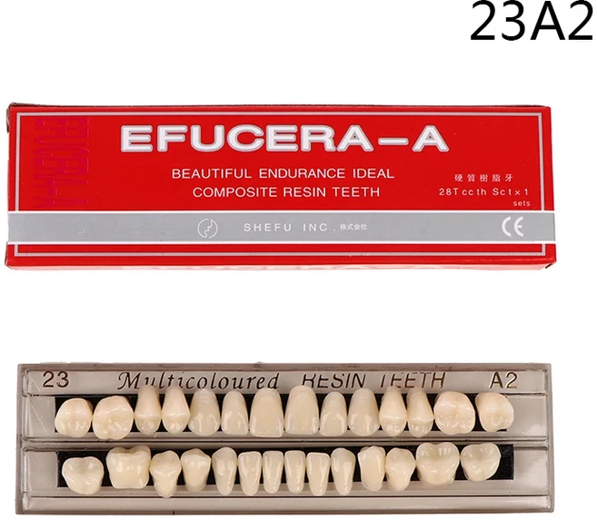 28 치아/세트 수지 틀니 3d 그늘 가이드 색상 비교기 거울 차가운 빛 표백 플레이트, 02 23A2