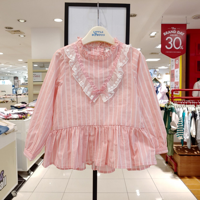 리틀밥독 초특가 아동 키즈 토들러 블라썸 핑크 레이스 블라우스 셔츠