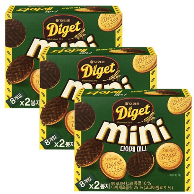 오리온 다이제 미니 초코, 80g, 3개