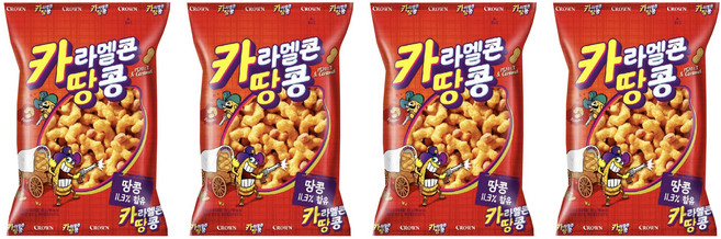 크라운제과 카라멜콘땅콩 72g 과자 간식 스낵 봉지과자, 4개