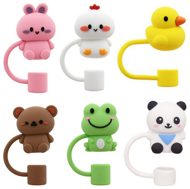 휴무드 10mm 호환 스탠리 텀블러 빨대 마개, 1세트, 캐릭터 6종