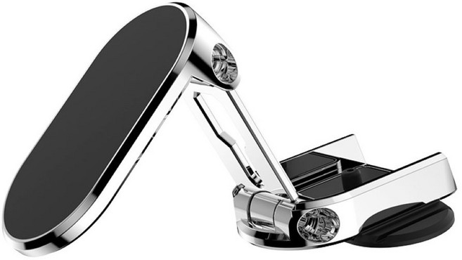 제이엘 초강력 접이식 자석 차량용 마그네틱 휴대폰 거치대 자동차 핸드폰 스마트폰 홀더, 실버, 1개