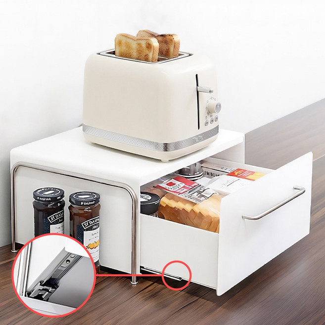 동화속나무 철제 슬라이드 식탁위 수납함, 1개, 화이트