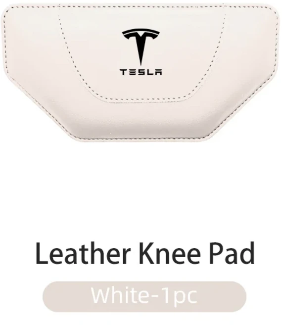 가죽 자동차 무릎 쿠션 무릎 패드 베개 허벅지 지원 테슬라 모델 3 Y S X 2021 Roadster Cybertruck 용 자, 03 White-1pc