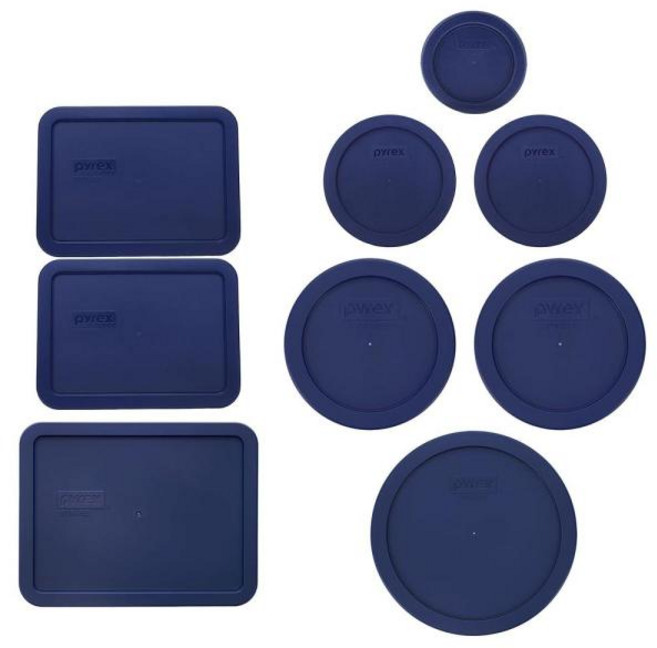 파이렉스 Pyrex Blue Lids - 7202-PC 7200-PC 7201-PC 7402-PC 7210-PC 7211-PC 9팩 미국 제조