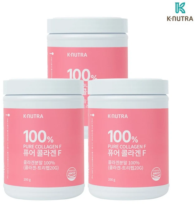 케이뉴트라 퓨어 콜라겐 F 100% 순수 초저분자 콜라겐 대용량 (계량스푼포함) 피쉬콜라겐 펩타이드, 3개, 200g - 쿠팡