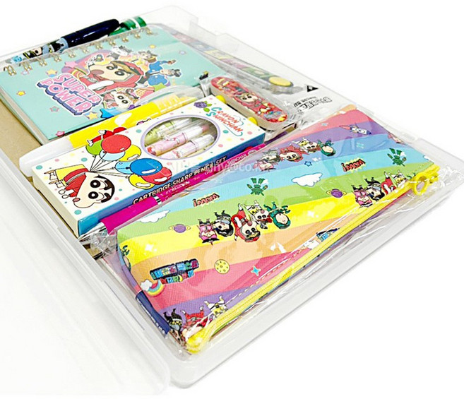 실속만점 문구세트 짱구 프렌즈 학용품 어린이날선물 새학기 입학선물 초등학생 준비물 연필세트, 색상디자인 랜덤발송 1세트