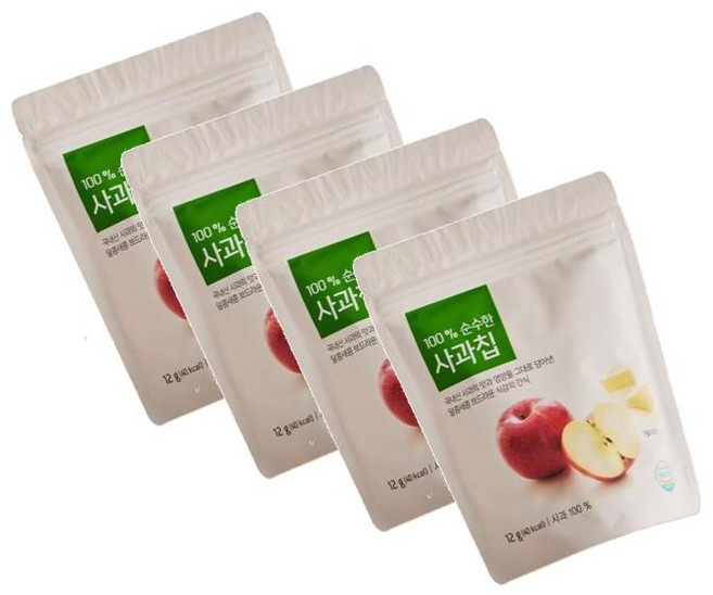 올가 100% 순수한 사과칩, 4개, 12g