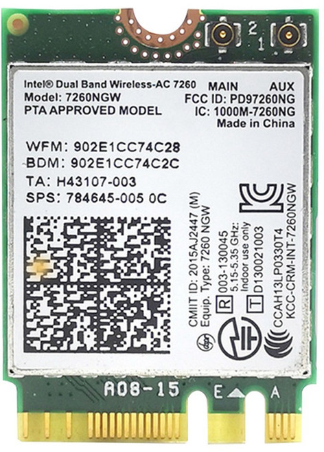 듀얼 밴드 기가비트 무선 네트워크 카드 블루투스 4.0 NGFF M2 내장 7260AC 7260NGW 1200M, 01 green, 1개