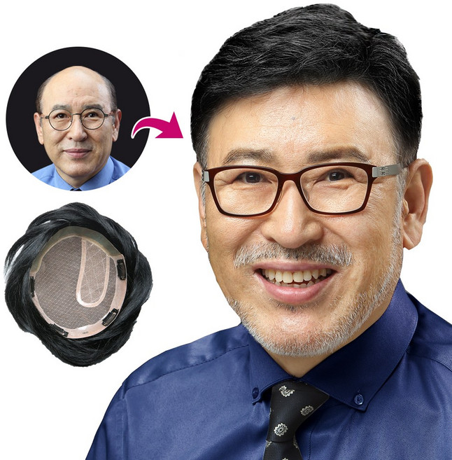 인모 100% 남자가발 나노스킨 탈모 정수리가발 남성가발, 항균망 가르마불파트(L), 1개