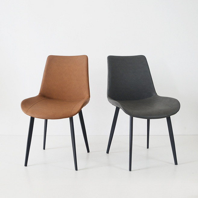 머쉬룸디어 가죽 디자인 식탁 의자 2개, 그레이