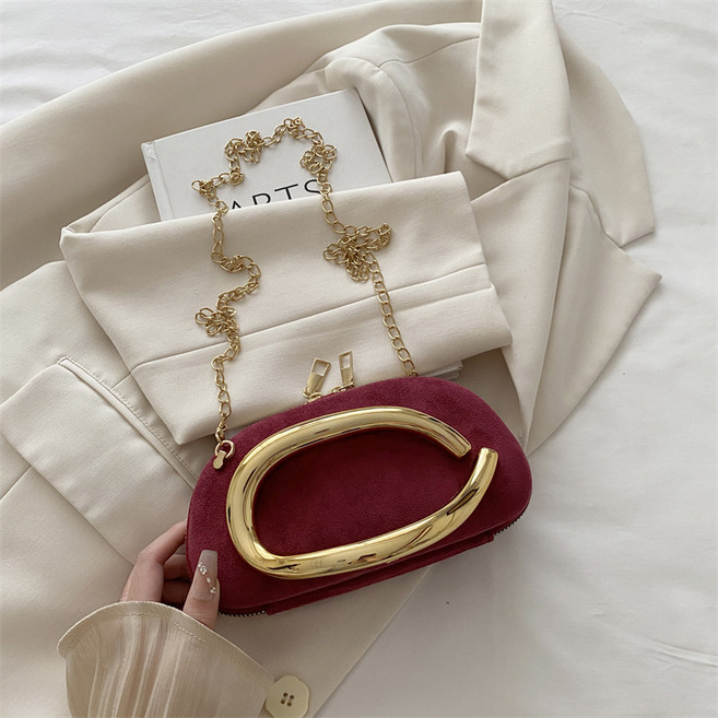 新款女包圓盒手抓晚宴迷你小包復古金屬提把鏈子單肩斜挎包