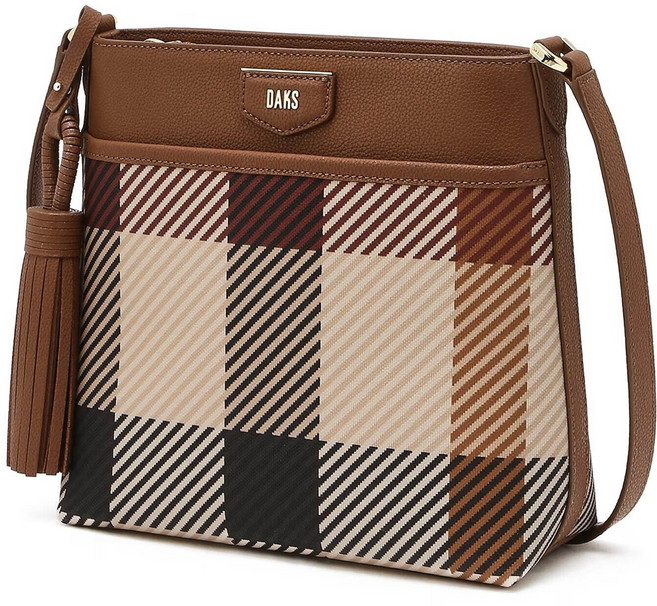 [백화점정품] 닥스 브라운 체크 가죽 데일리 크로스백 (선물용추천)