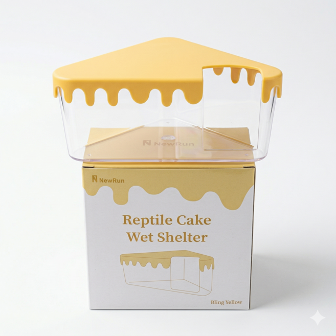 뉴런 파충류 습식은신처 삼각 게코산란통 NR-B5 케이크중사이즈 레오파드게코 크레, 1개, 블링 옐로우