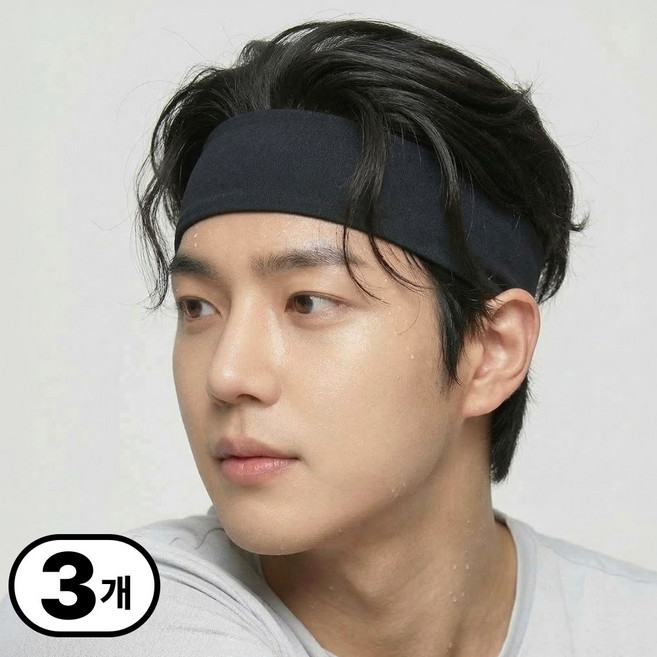 블랙코어 스포츠 헤어밴드 땀흘림방지 초강력 땀흡수 쿨링 러닝, 3개, 블랙