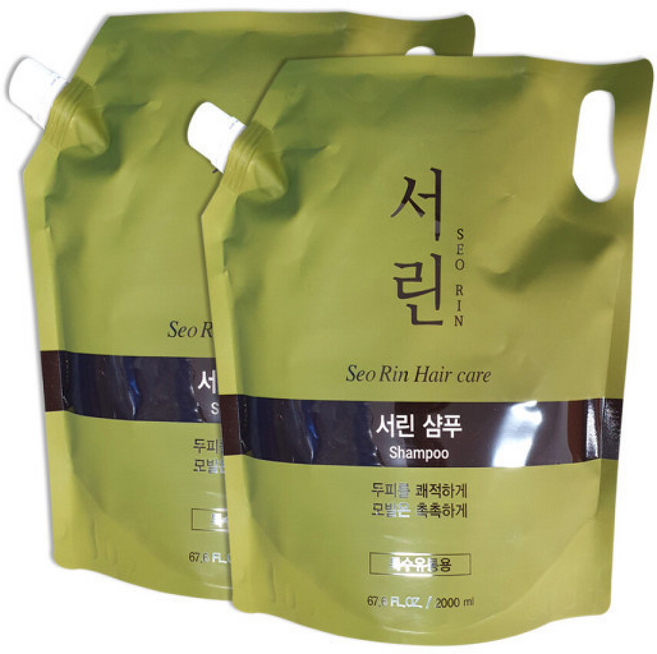 댕기머리 서린 대용량 리필 샴푸 녹차추출물 두피 딥클렌징, 2개, 2L