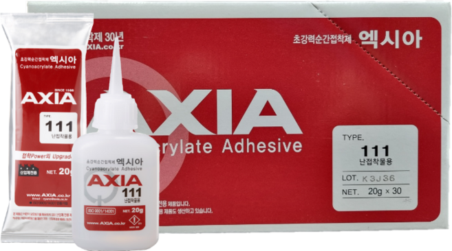 엑시아111 20g 30개(1박스) 강력 순간접착제 저점도 특수플라스틱 특수고무 난접착물용 접착제, 1박스