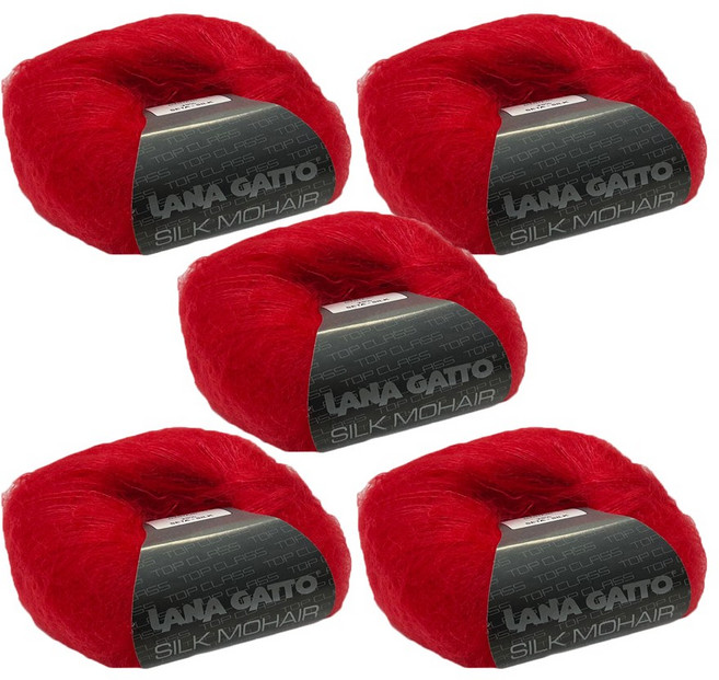 이태리 라나가또 실크모헤어 (5볼) 모헤어사 실크 혼합 뜨개실 고급실 겨울털실 수입뜨개실, 6024.레드, 1060m