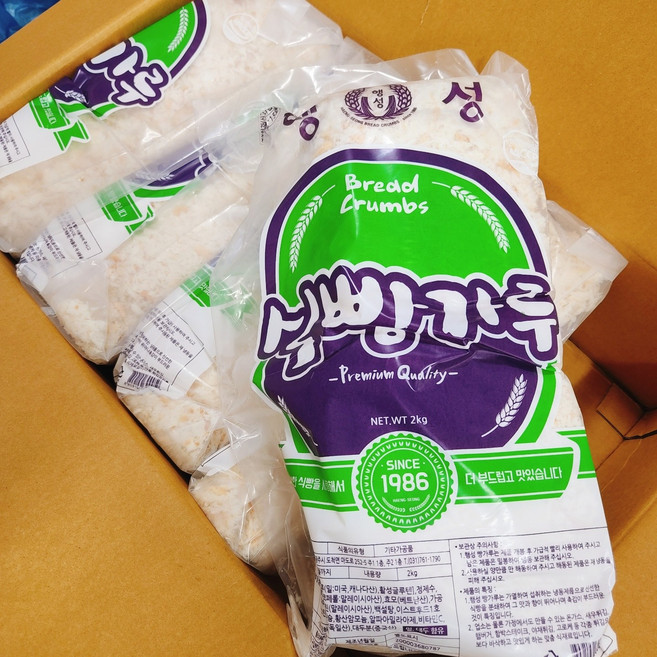 업소용/대용량 국내제조 행성식품 식빵가루 1박스(2kg x 5개) 돈까스 습식빵가루, 2kg