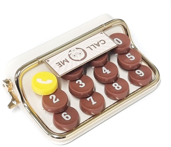 락모터스 자동차 레트로 기계식 키보드 주차번호판 알림판 핸드폰번호 연락처 신차선물 라인, 1개, 브라운