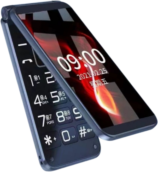 雙螢幕翻蓋手機 4G 語音播報, 藍色, 1GB