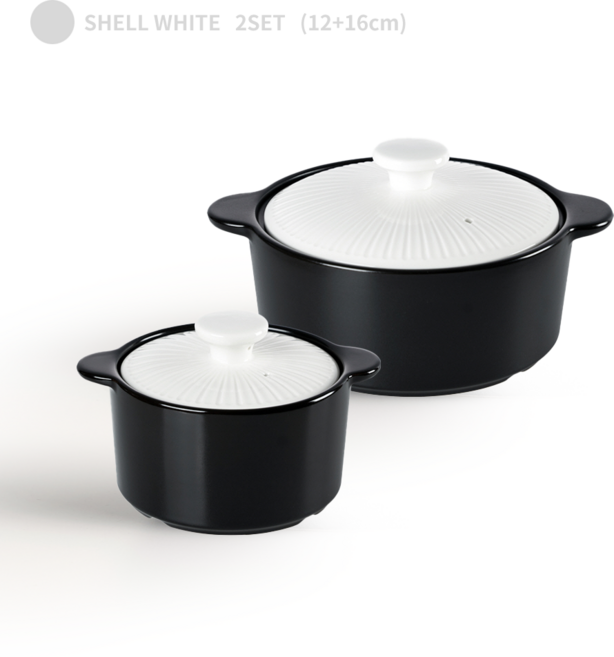 [한국도자기리빙] 리한 클램팟 무균열 뚝배기 2종세트 16+12cm 화이트, 1개