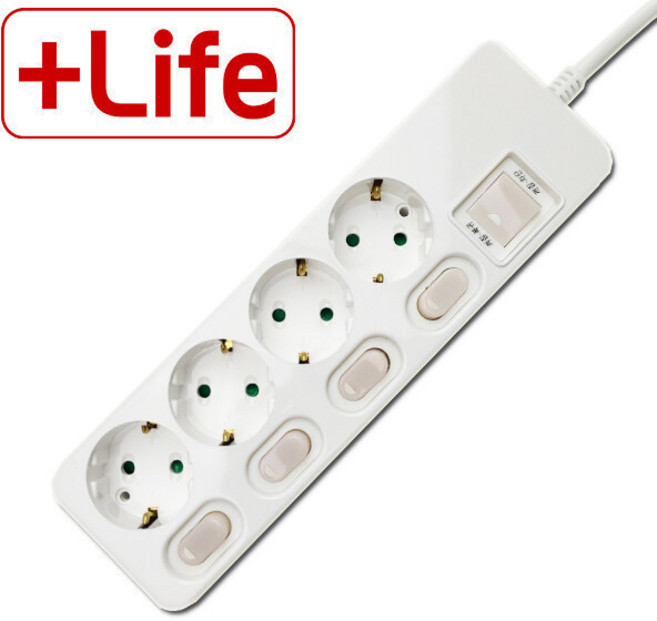 신성 국산 4구 멀티탭 개별 스위치 (16A), 1개, 10m