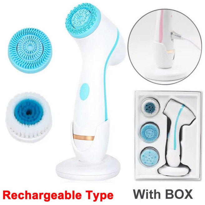 IN 도구 진동 마사지 회전 전기 클렌징 브러시 페이스 페이셜, Blue Charging Type