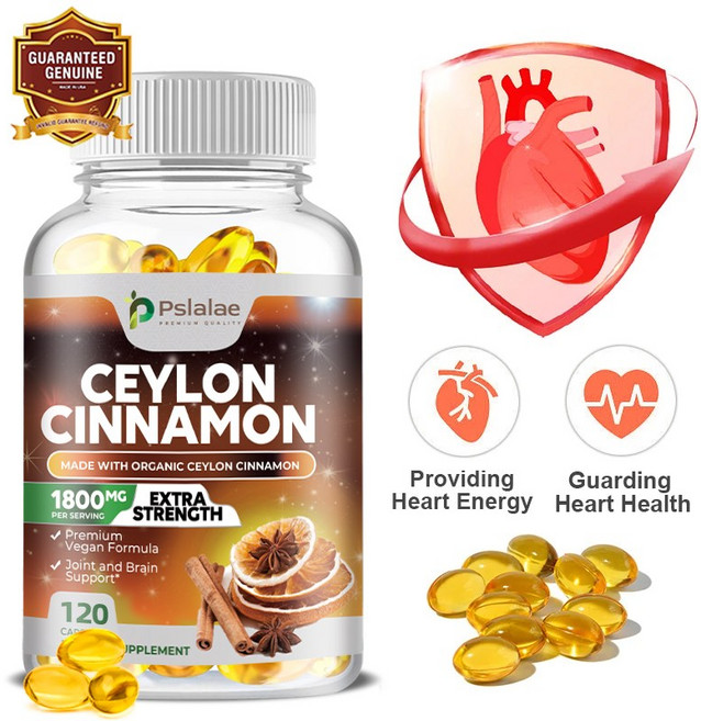 유기농 실론 계피 보충제 1800mg 120캡슐 - USDA 인증 - 비GMO 글루텐 프리 파우더 항산화 알약, 2개, 60정