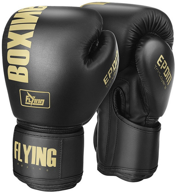 FIVING 10 16oz 권투 장갑 PU 가죽 무에타이 Guantes De Boxeo 싸움 MMA 샌드백 훈련 남성 여성용, 10oz, 01 black-gold, 1개