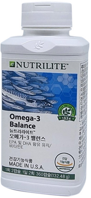 암웨이 뉴트리라이트 오메가3 밸런스 (360캡슐) + 새부리마스크 2매, 360정, 1개