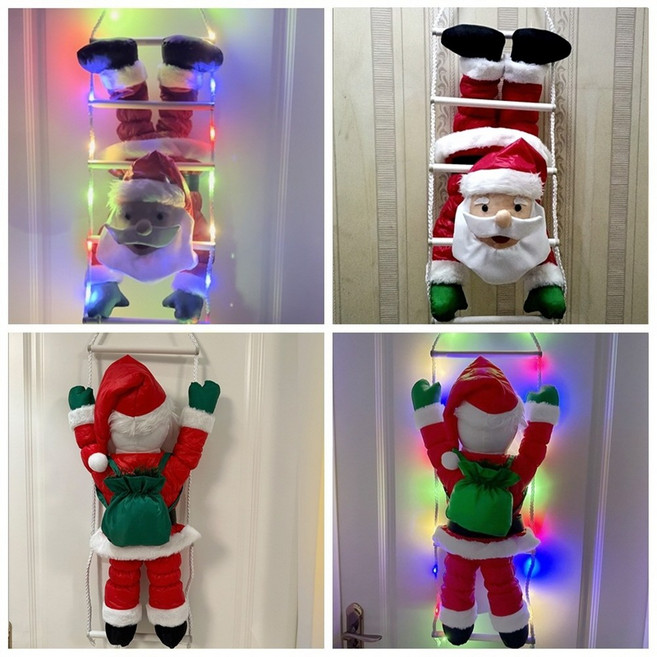 하태하태 크리스마스장식 사다리산타 대형산타, 60cm 패딩 LED 거꾸리 산타, LED 패딩 거꾸리 산타, 1개