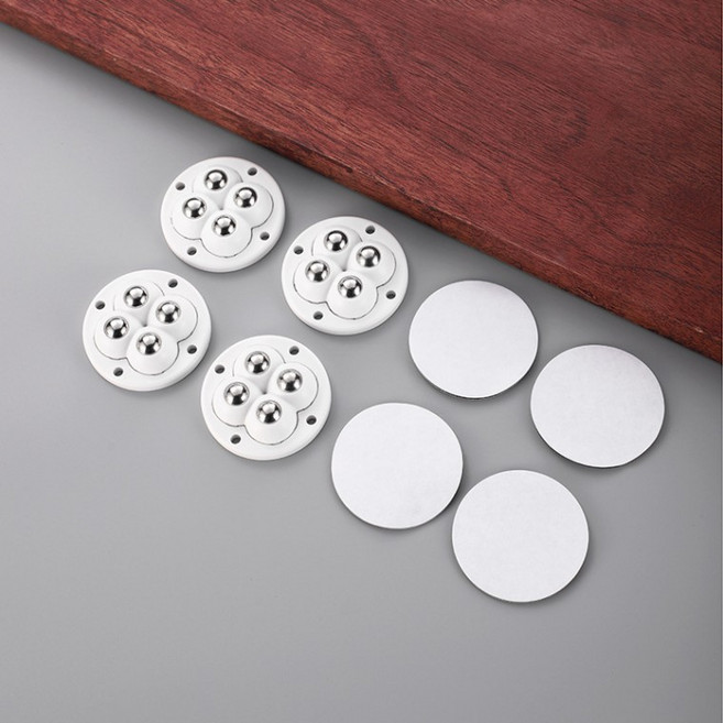 [싸더라] 접착식 이동바퀴 부착식 미니바퀴 볼캐스터 4구 4P 1세트, 이동바퀴 4구 화이트, 1개