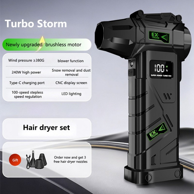 강력 흡입 청소기 샤오미 터보 에어 블로워 380g 풍압 240W 고출력 팬 휴대용 진공 브러시리스 모터 더스터, 1