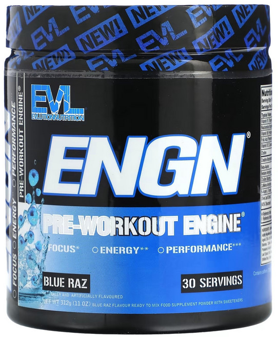 EVLUTIONNUTRITION ENGN 프리-워크아웃 엔진 블루 라즈 맛, 1개, 312g