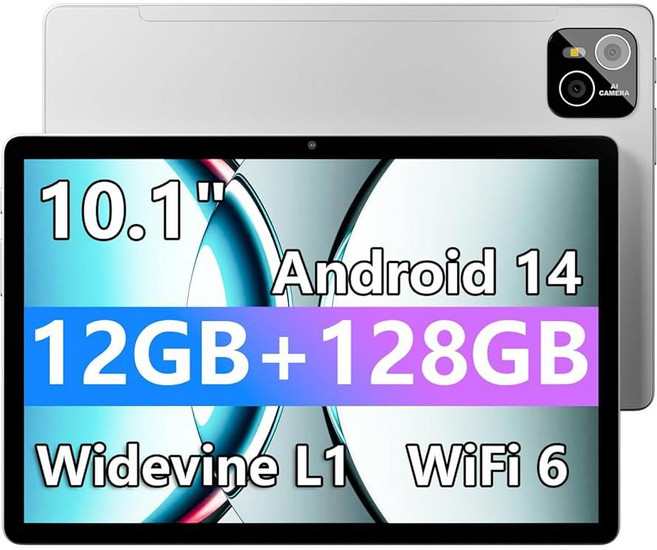 ITMEIPC 태블릿 10.1인치 안드로이드 옥타 코어 프로세서 12GB RAM 128GB ROM (최대 1TB) 1280x800 HD IPS 터치스크린 2년 보호 W, ITMEIPC 태블릿, 10.1인치 안드로이드 옥타 코