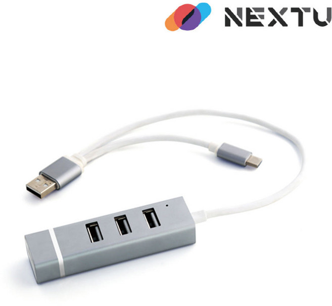 넥스트 NEXT-506OTG USB2.0 Type-C Type-A PC 스마트폰 태블릿 용 4포트 OTG 허브, 1개