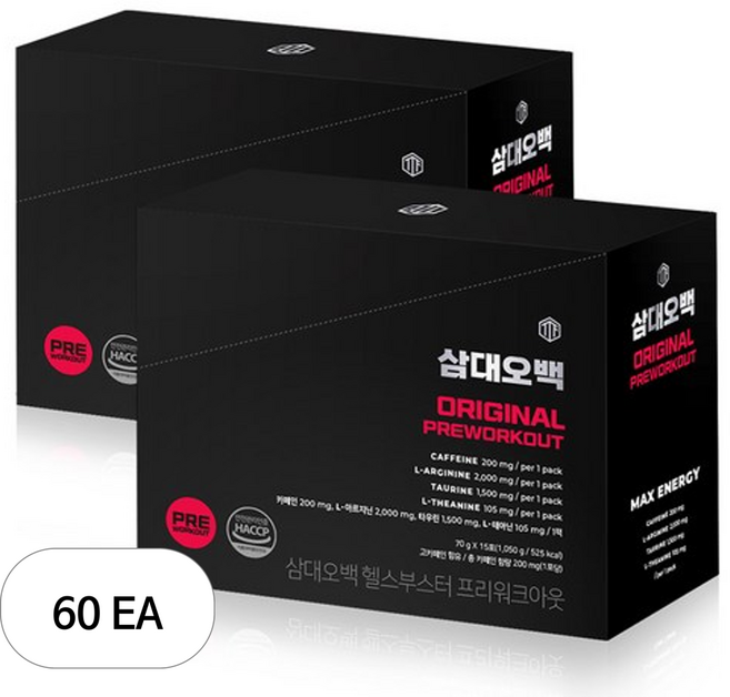 삼대오백 헬스부스터 프리워크아웃 에너지음료, 70g, 60개