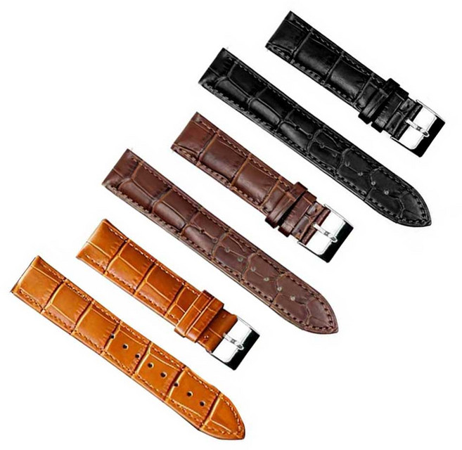 고급 남자 여자 소가죽 시계줄 밴드 18-22mm, 22mm, 블랙, 1개