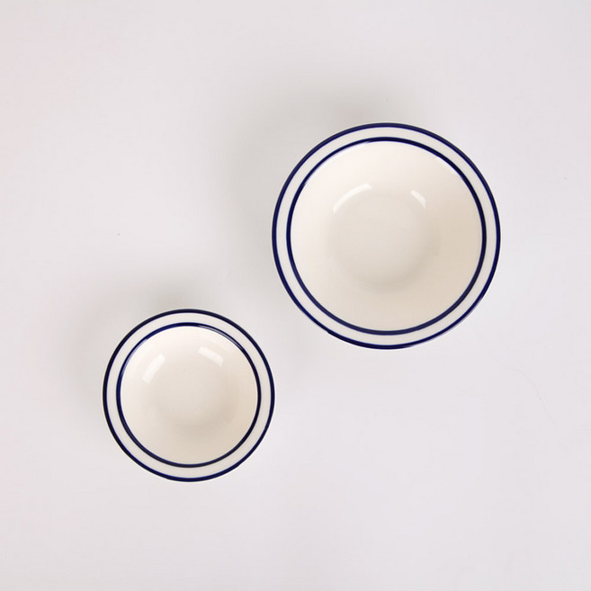 라쿠스 뉴욕 원형쿠프 블루라인 도자기그릇 찬기 접시 미니볼 소스종지 드레싱, 라쿠스 뉴욕 원형구프, 소, 1개