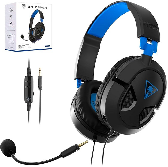 TURTLE BEACH Recon 50 210g 3.5 PS5 PS4 Xbox 3.5 mm 게이밍 헤드셋 블랙 블루 초경량, 상세페이지 참조, 상세페이지 참조