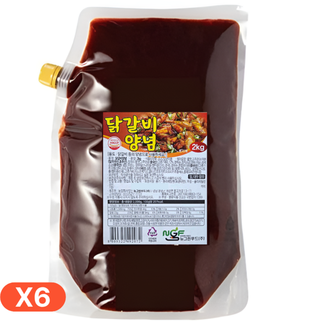 뉴그린 닭갈비 양념장 2kg (1박스6개입수) 닭갈비소스, 1박스