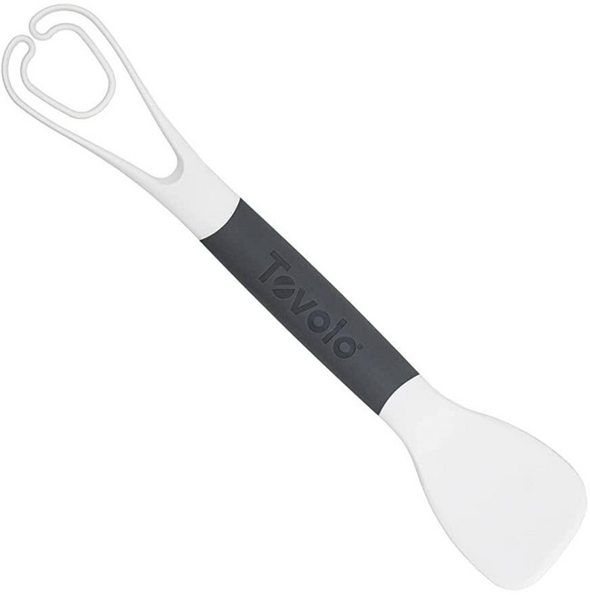 Tovolo 3 in 1 에그 툴 주걱 플리퍼 위스커 삶은 계란 스푼 얇은 실리콘 나일론 스쿱 및 스프레드 도구 오믈렛에 적합 단단하고 부드러운 삶은 튀김 스크램블 오버 쉬운