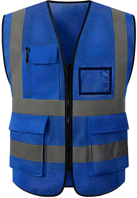 하이라이트 반사 트리플 라인 메쉬 안전조끼, 블루, 1개