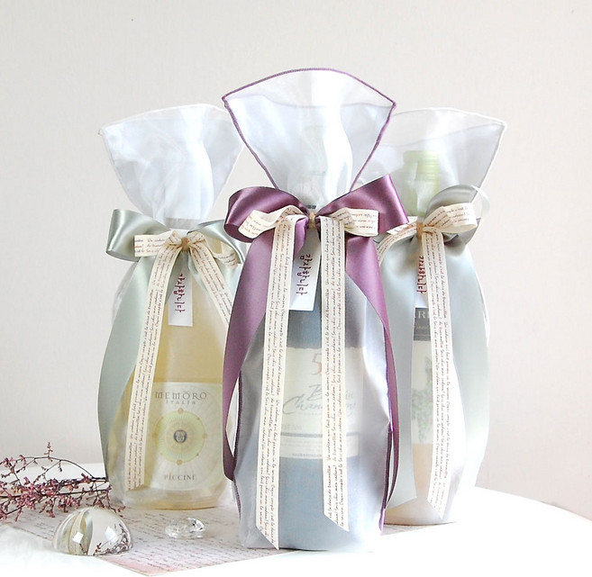 와인포장 보자기 추석 선물보자기 와인리본보자기, 2.브라운퍼플, 1개