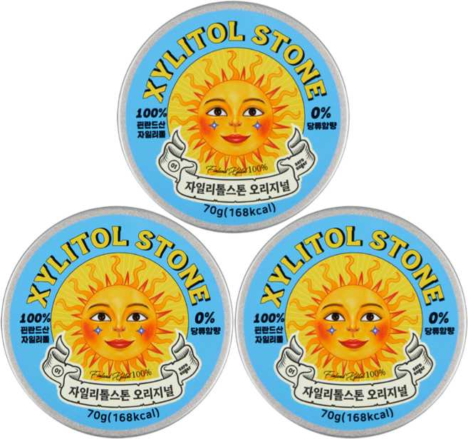 자일리톨스톤 사탕 오리지널, 70g, 3개